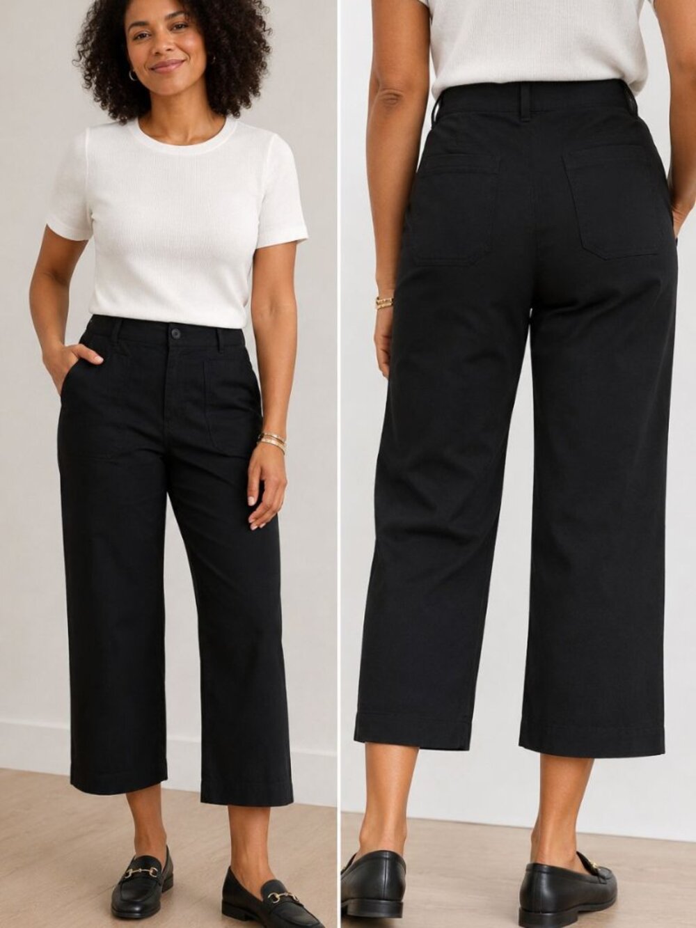 MAEVE Anthropologie New Colette Black Wide Leg High Rise Cropped Pants, Size 30